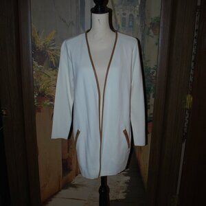NEW WITH TAGS Charter Club Off-white Jacket w/Faux Leather Trim - PL